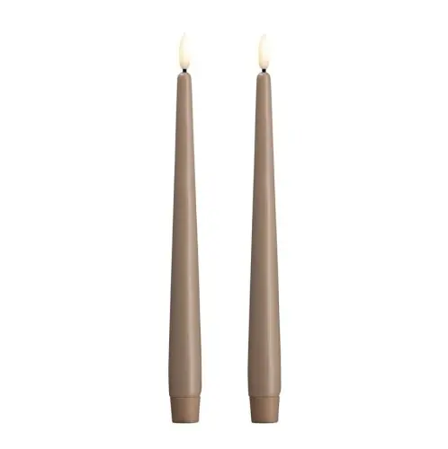 Popularny świeca woskowa na baterie stożkowa Led Silk Slim 25, Sand, 2 szt Moods and More