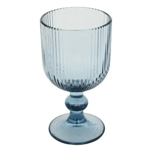 Kieliszek do wina z ryflowanego szkła Ema 250 ml, niebieski, 6szt Atmosphera Tylko dziś