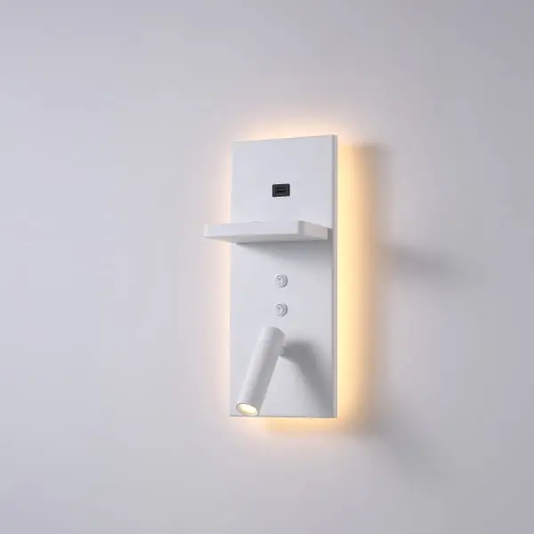 Bestseller Hotels 417H kinkiet 2xLED 7W z portem USB i ładowarką indukcyjną biały