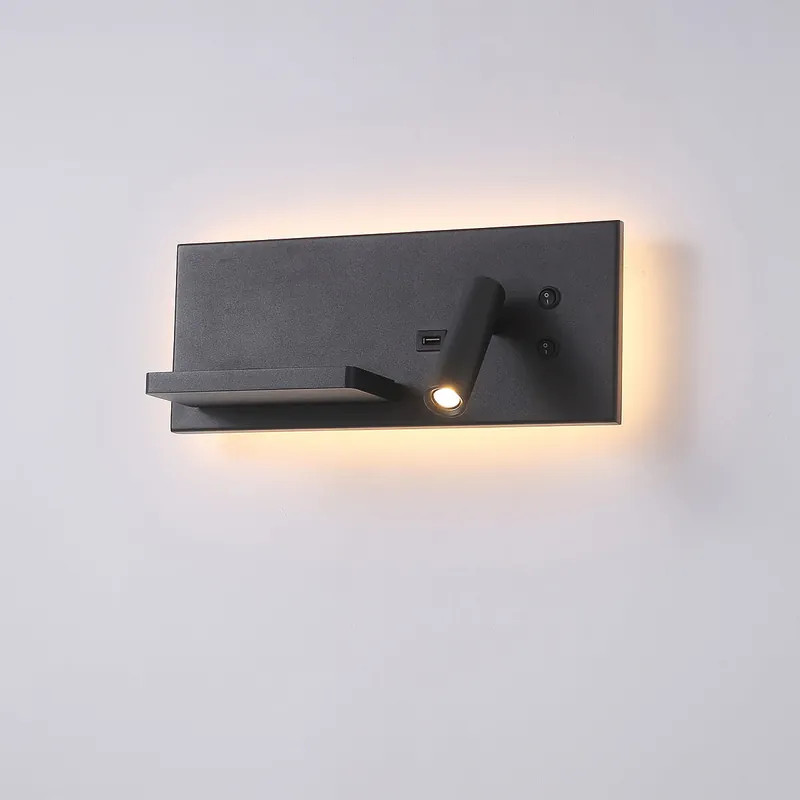 Hotels 417P kinkiet 2xLED 7W z portem USB i ładowarką indukcyjną czarny Ostatnia szansa