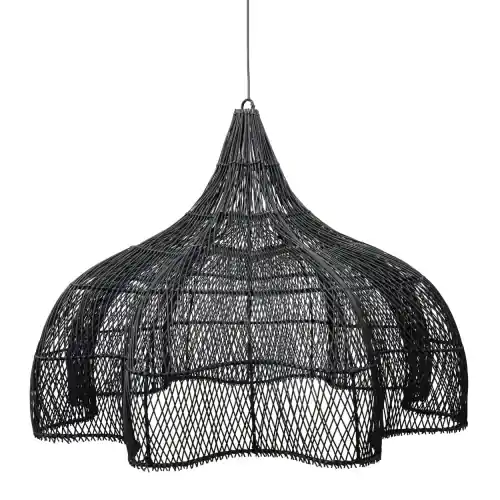 Czarny abażur rattanowy do lampy wiszącej Whipped XL Bazar Bizar Ostatnie sztuki