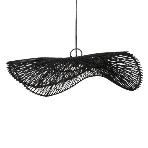 Czarny rattanowy abażur do lampy sufitowej wiszącej Chapeau Bazar Bizar Hit sprzedaży
