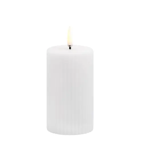 Rowkowana świeca walec 10 cm, LED na baterie z ruchomym płomieniem, biel Nordic Uyuni Tylko do końca tygodnia