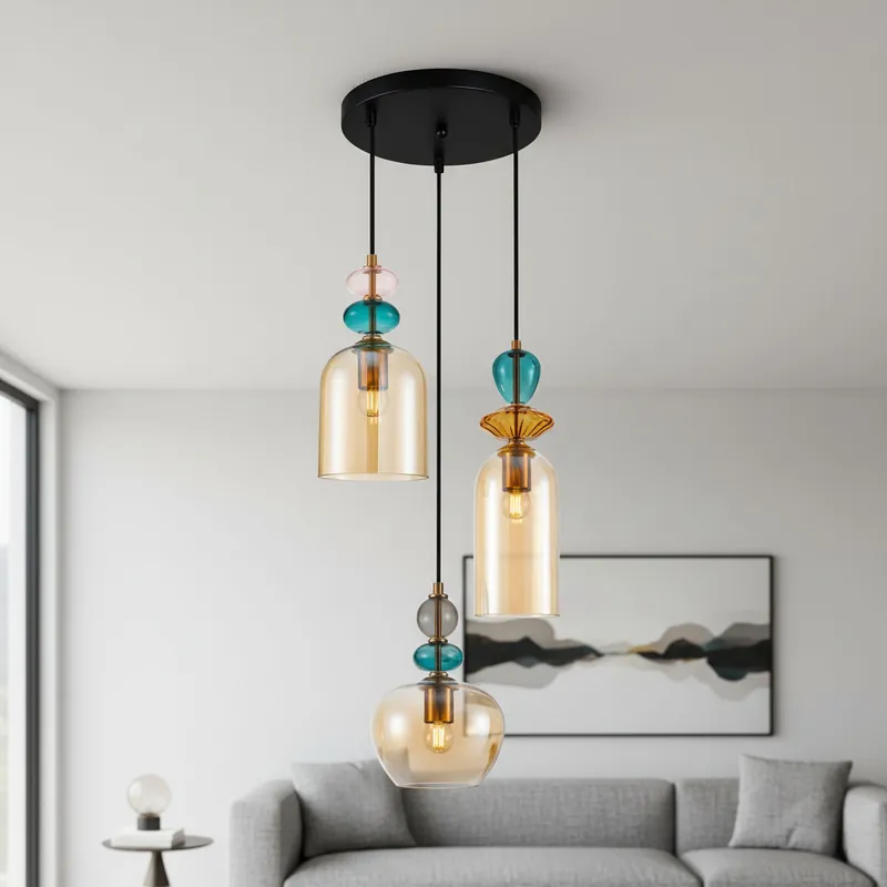 Oferta Busco lampa wisząca 3xE27 czarna/bursztynowy PND302633ABROAMB