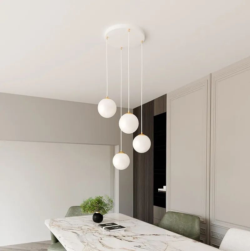 Do wyczerpania zapasów Royal lampa wisząca 4punktowa biała/złota 1244/4