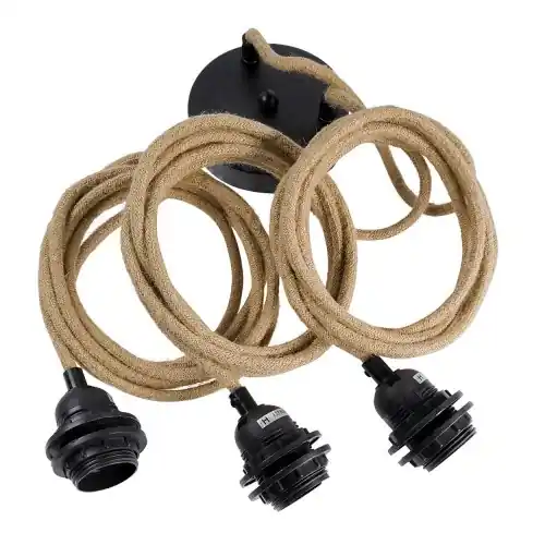 Ekspresowa dostawa Lampa sufitowa przewód oprawka do abażurów wiszących 3 gniazda Black Natural Bazar Bizar