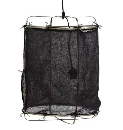 Lampa wisząca czarna Grisha Japandi z lnu POMAX Hit sprzedaży