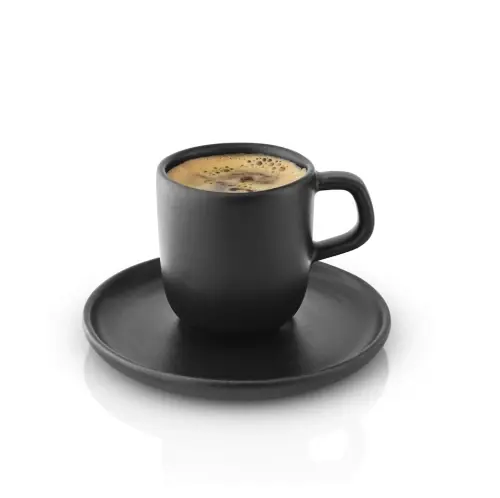 Oferta Filiżanka do espresso ze spodkiem Nordic Kitchen 0,07L kamionka czarna, zestaw 4 szt Eva Solo