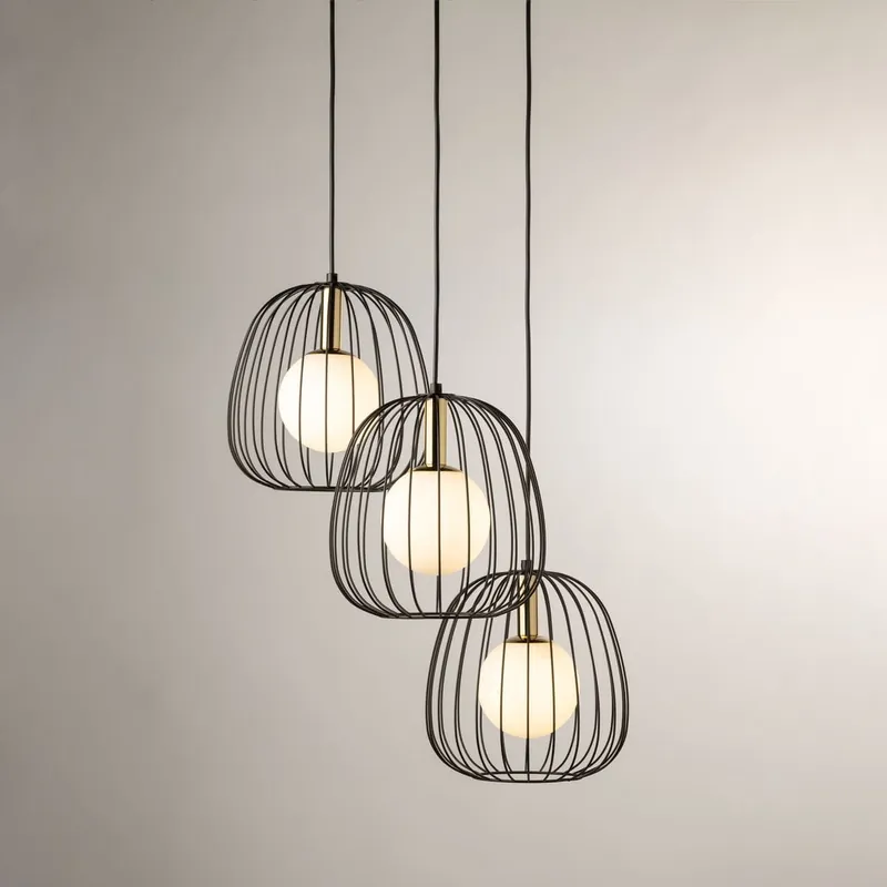 Bell lampa wisząca 3xG9 czarna/złota 40729 Premium