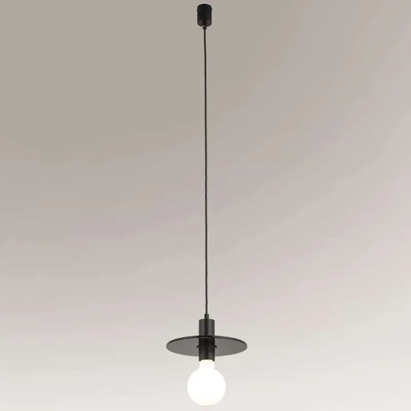Industrialna LAMPA wisząca IKEDA 7982 Shilo loftowa OPRAWA metalowy ZWIS dysk czarny Zamów dziś