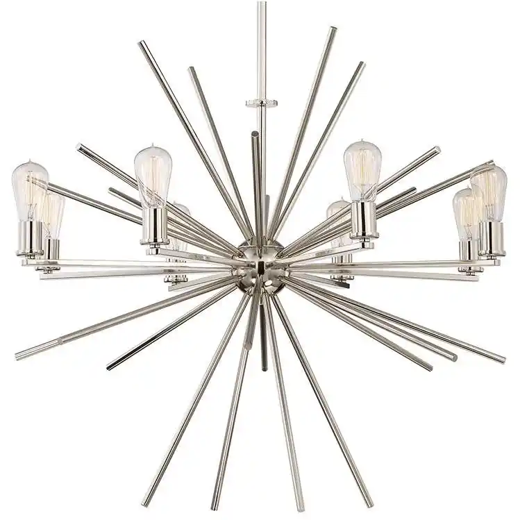 Wisząca LAMPA żyrandol CARNEGIE QZCARNEGIE8IS Elstead QUOIZEL metalowa OPRAWA zwis pręty sticks industrialne srebrne Tylko do końca tygodnia