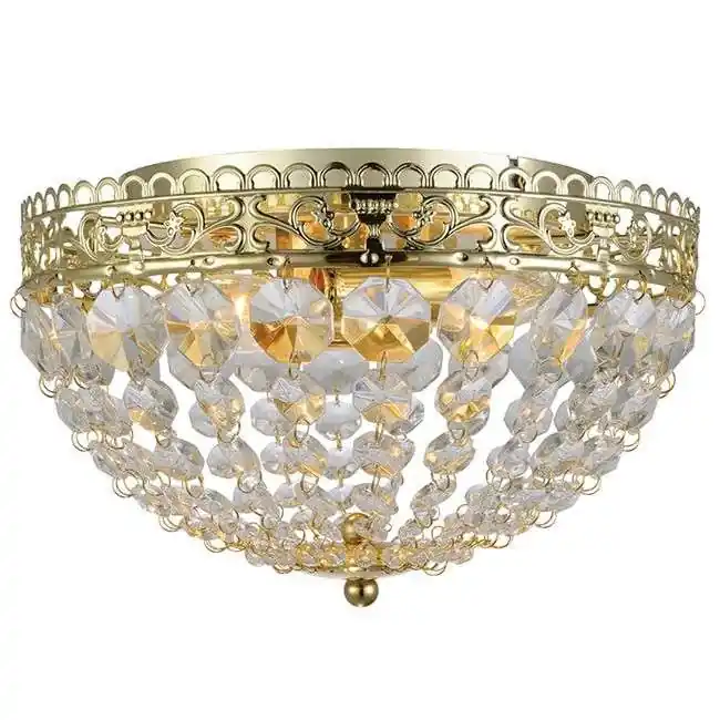 Sufitowa LAMPA glamour SAXHOLM 106063 Markslojd okrągła OPRAWA plafon metalowy kryształki pałacowe IP21 złote przezroczyste Darmowy zwrot
