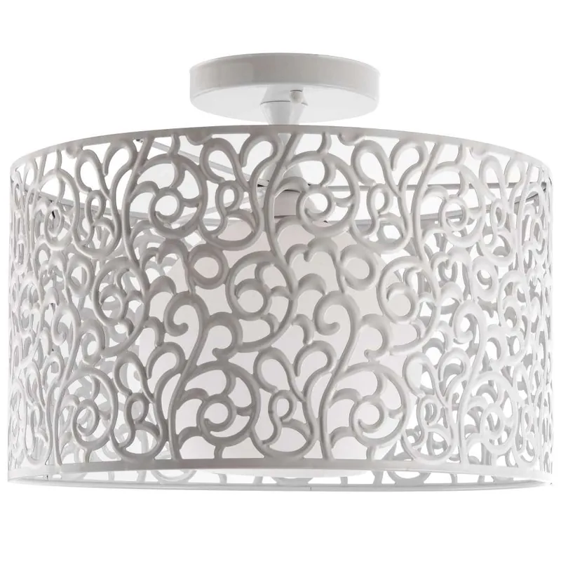 Hit sprzedaży Sufitowa LAMPA okrągła VEN N1694/1 ażurowy plafon metalowy biały