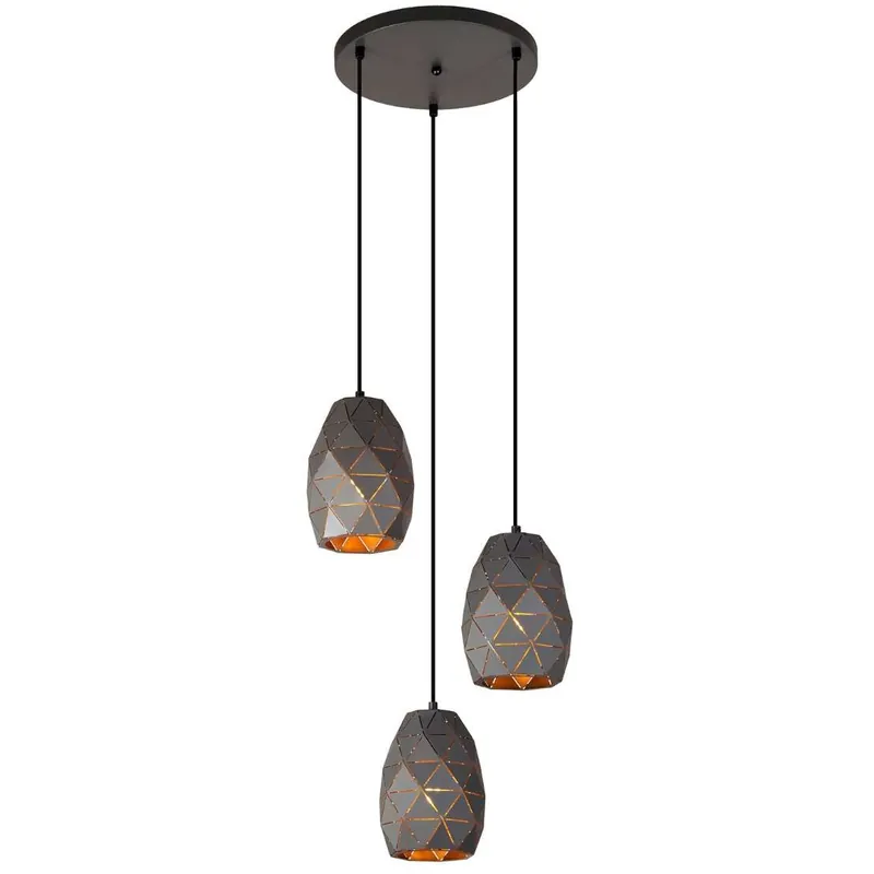 Ostatnie sztuki LAMPA wisząca HARLEY MDM3480/3A GR+GD Italux kaskada OPRAWA metalowa ZWIS geometryczny grafitowy złoty szampański