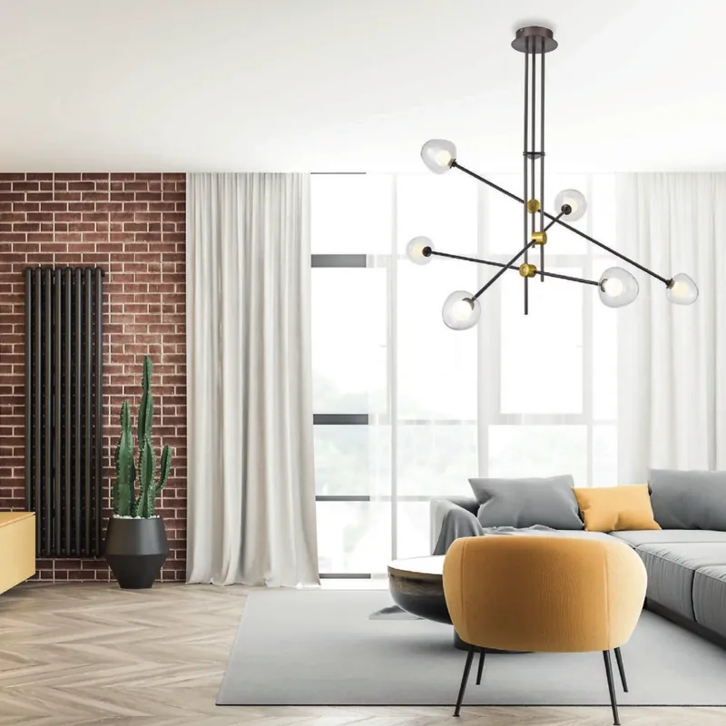 Nowy LAMPA sufitowa ROMILY PND2018836 Italux metalowa OPRAWA loftowa LED 24W 3000K pręty sticks kawowe przezroczyste