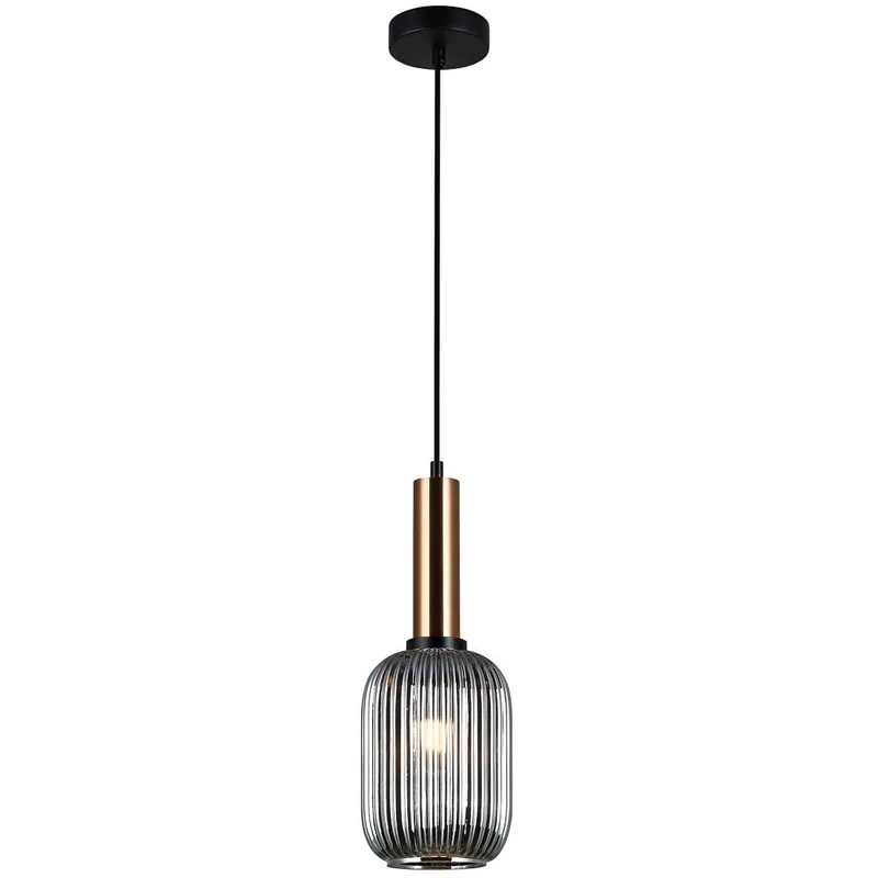Ograniczona ilość LAMPA wisząca ANTIOLA PND55881MBRO+SG Italux szklana OPRAWA loftowy zwis plisowany mosiężny przydymiony