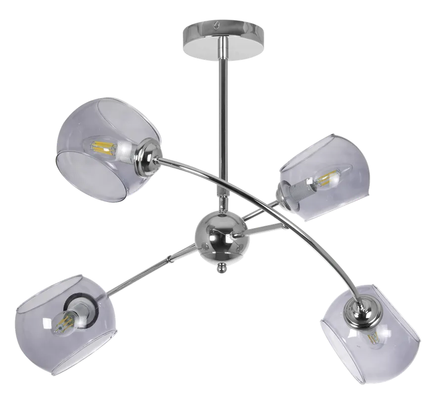 Hit sprzedaży Loftowa lampa sufitowa VEN 2690/4 szklane klosze chrom przydymione