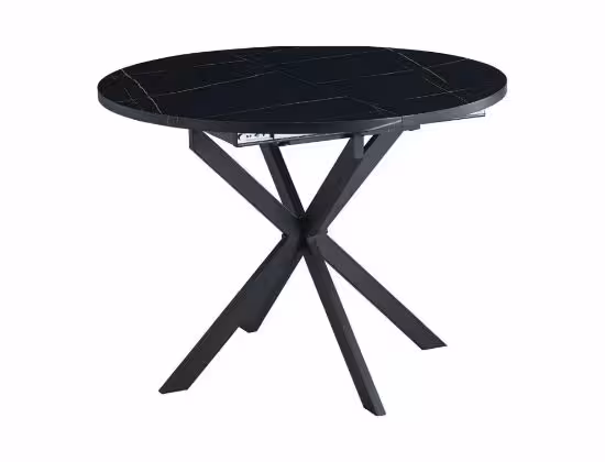 Stół Gaston okrągły rozkładany blat 100135 cm czarny Ekspresowa dostawa