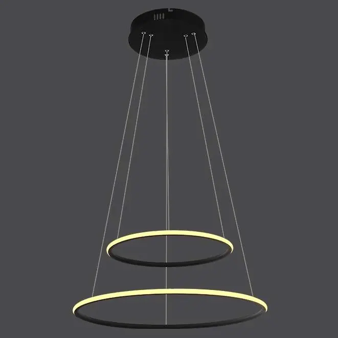 Szybka dostawa Wisząca LAMPA rings SLIM/000063/3000/B MDECO metalowa OPRAWA zwis LED 71W 3000K do biura czarny
