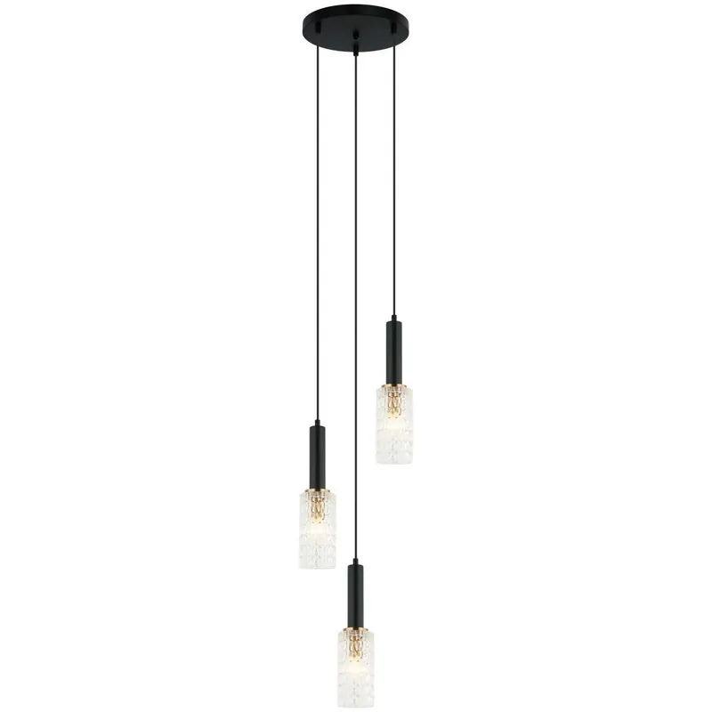 Tylko do końca tygodnia LAMPA wisząca PEROLA PND433633 BK+BR Italux modernistyczna OPRAWA szklana ZWIS tuby kaskada czarna przezroczysta