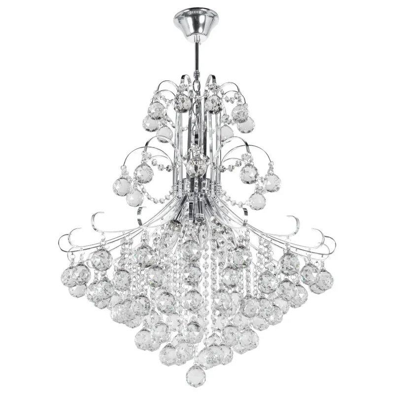 Pałacowa LAMPA wisząca Barcelona 6245/6 8C Elem metalowa OPRAWA kryształowy ZWIS żyrandol chrom Ostatnia szansa