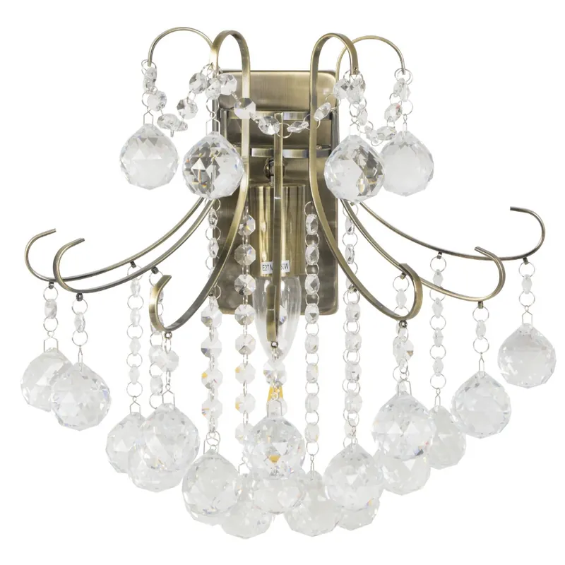 Kryształowa LAMPA ścienna Barcelona 6245/1 21QG Elem metalowa OPRAWA kinkiet crystal glamour mosiądz przezroczysty Bezpieczna płatność