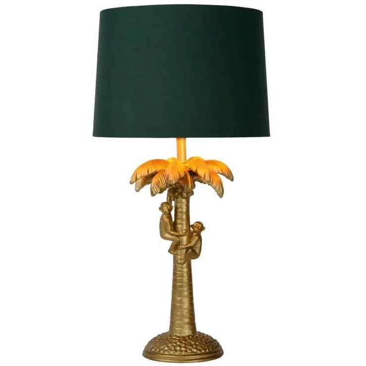 Dekoracyjna LAMPA biurkowa EXTRAVAGANZA COCONUT 10505/81/02 Lucide abażurowa LAMPKA orientalna na stół małpki zielone złote Hit sprzedaży