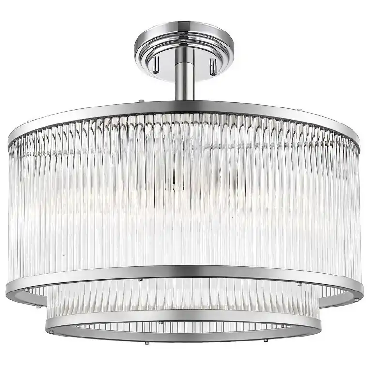 Najlepsza cena Lampa sufitowa SERGIO C052805HF4AC okrągła klasyczna szklana srebrna