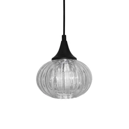 Szklana lampa wisząca EXETER 50101275 plisowany zwis czarny Hit sprzedaży