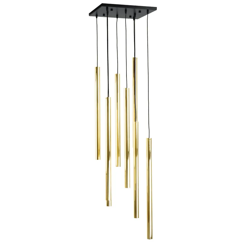 Loftowa lampa wisząca AKADI 0146 metalowa kaskada zwis tuby białe złote Oferta