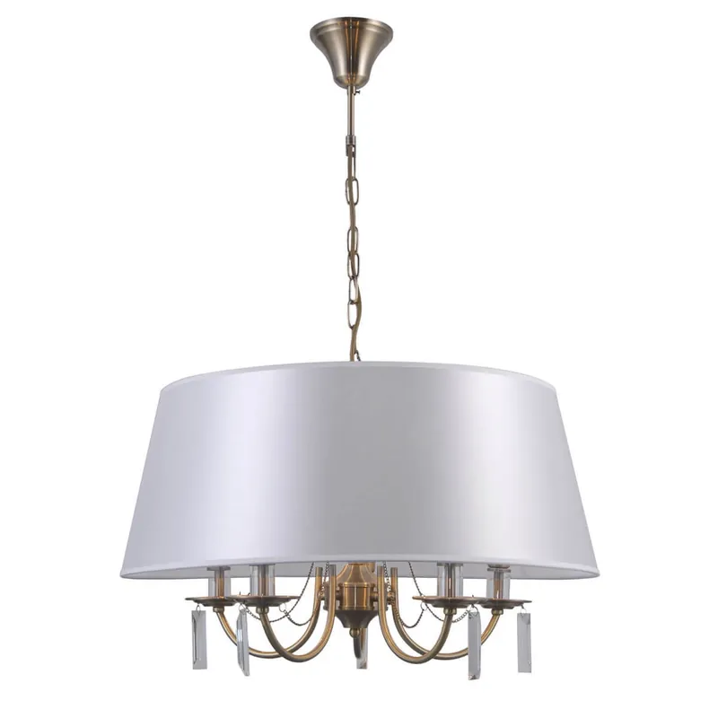 Cena promocyjna Klasyczna LAMPA wisząca SOLANA PND283665A Italux abażurowa OPRAWA klasyczny ZWIS na łańcuchu brąz biały