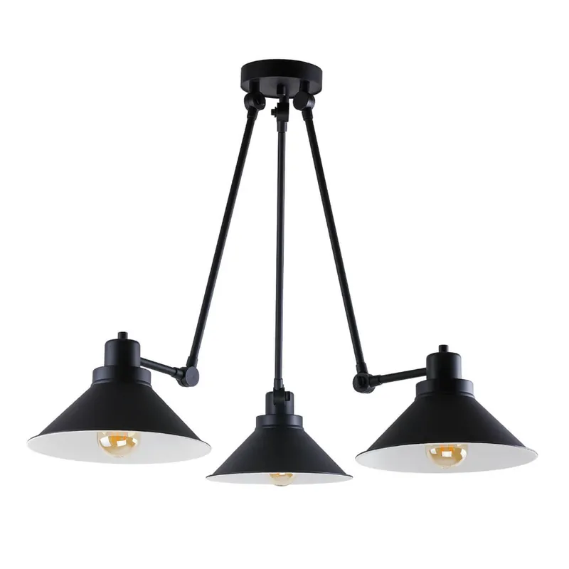 Lampa wisząca z wysięgnikami do regulacji TECHNO metalowa czarna biała TECHNO 9142 Obniżka ceny
