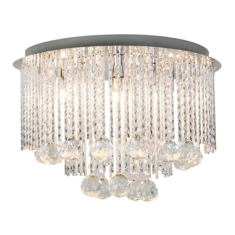 Szybka wysyłka Okrągła lampa natynkowa Sitano crystal glamour do sypialni chrom