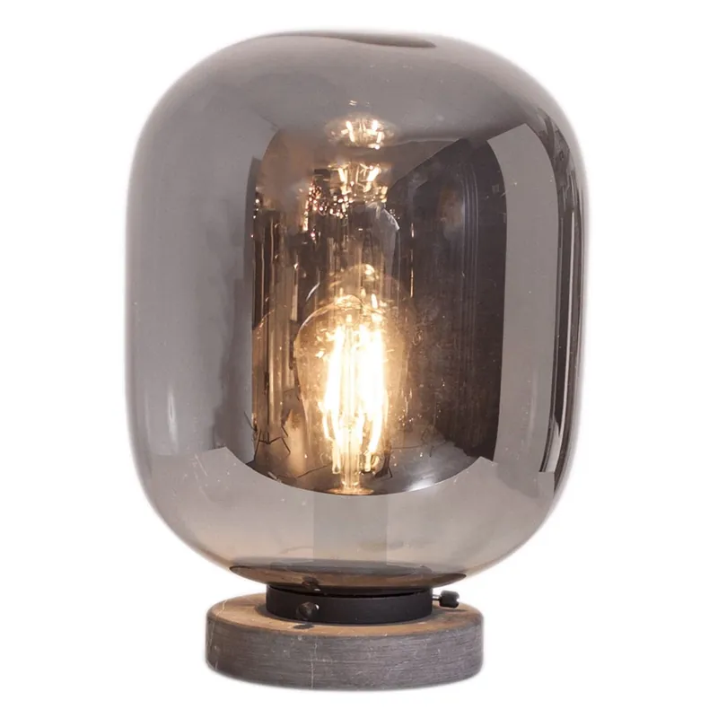 Dodaj do koszyka Nocna lampa szklana Leola 40020704505 do sypialni przydymiona loft