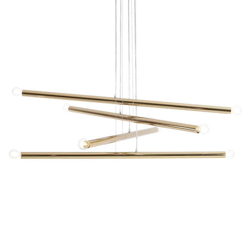 Wisząca lampa Tubo 1072P30 Aldex złote 8punktowe rurki do jadalni Nowość