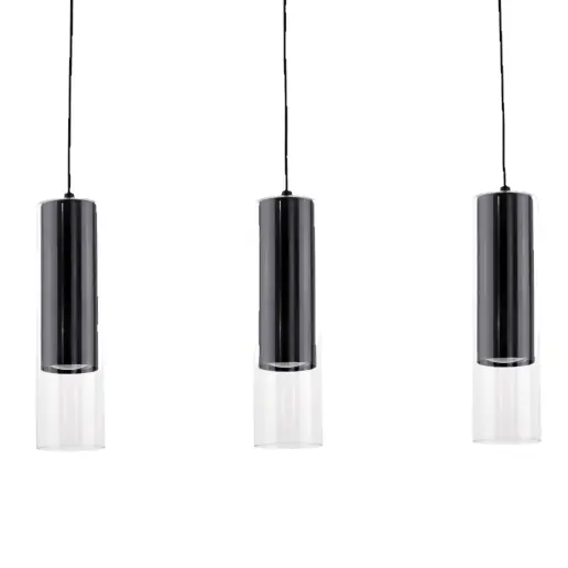Rabat Wiszące tuby salonowe Manacor LP232/3L BK Light Prestige czarna szklana lampa