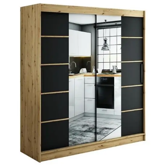 Szafa Halifax V4 200 Dąb Artisan/Czarny/Lustro Wybór klientów