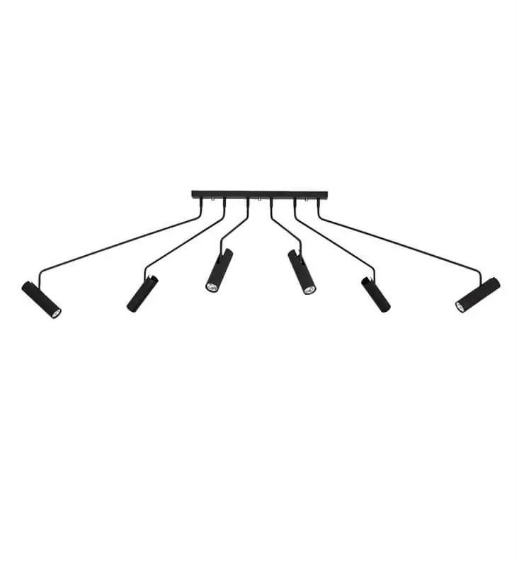 Lampa sufitowa 6punktowa Ramus na wysięgnikach czarna Oferta limitowana