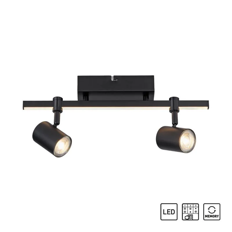 Kup teraz Sufitowa lampa regulowana Barik LED 14W 3000K spot 2punktowy czarna