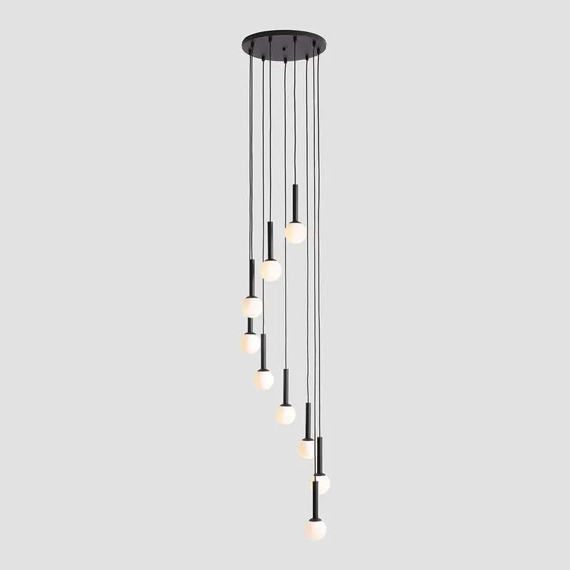 Lampa wisząca RIU 9 ALL BLACK 1117N1 Aldex designerska oprawa w kolorze czarnym Ekspresowa dostawa