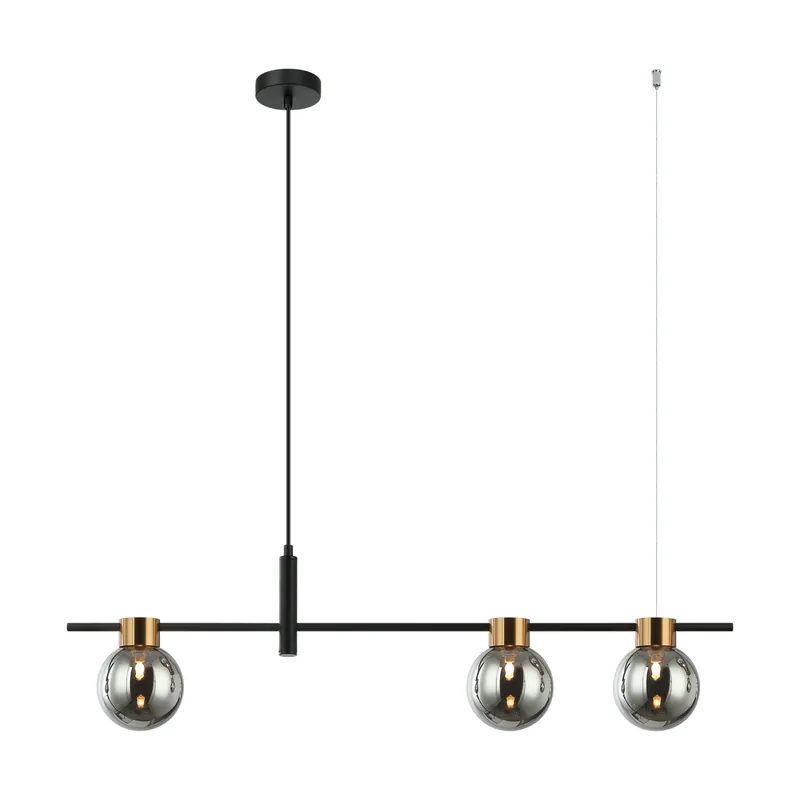 Wyjątkowa oferta Lampa wisząca Bletter PND-5225-3-BK-SG oprawa w kolorze czarnym z dymionymi kloszami ITALUX