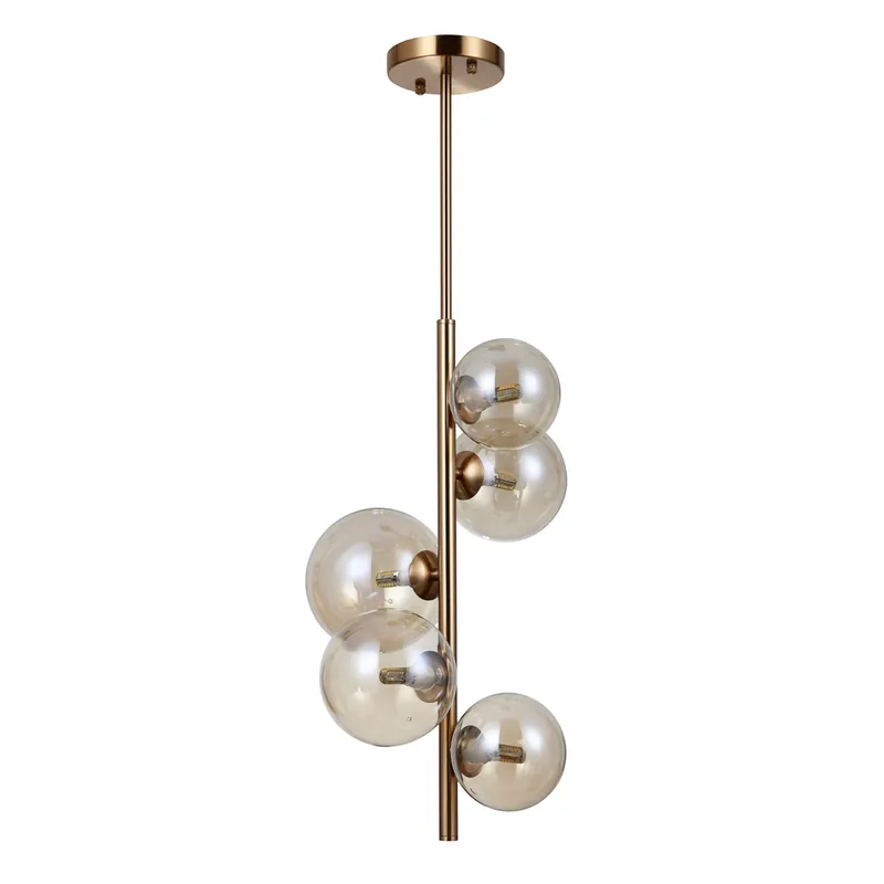 Lampa wisząca Canello PND-406007-V5-HBR oprawa w kolorze mosiądzu z bursztynowymi kloszami ITALUX Darmowy zwrot