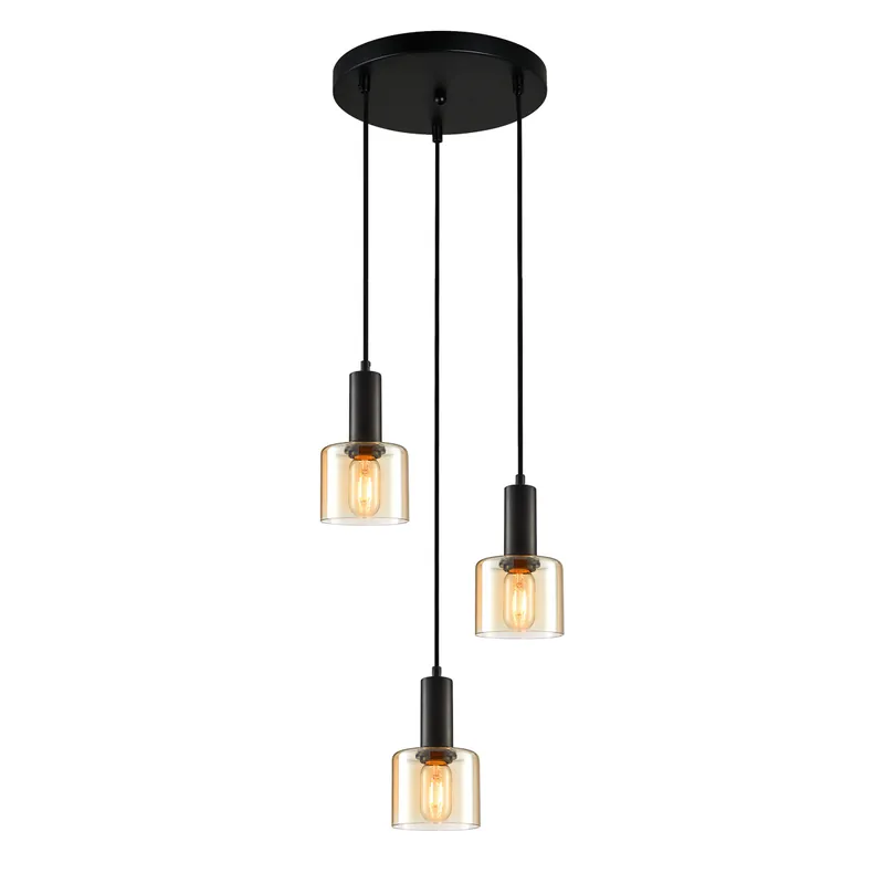 Lampa wisząca Santia PND-65342-3A-BK+AMB oprawa w kolorze czarnym ITALUX Do wyczerpania zapasów