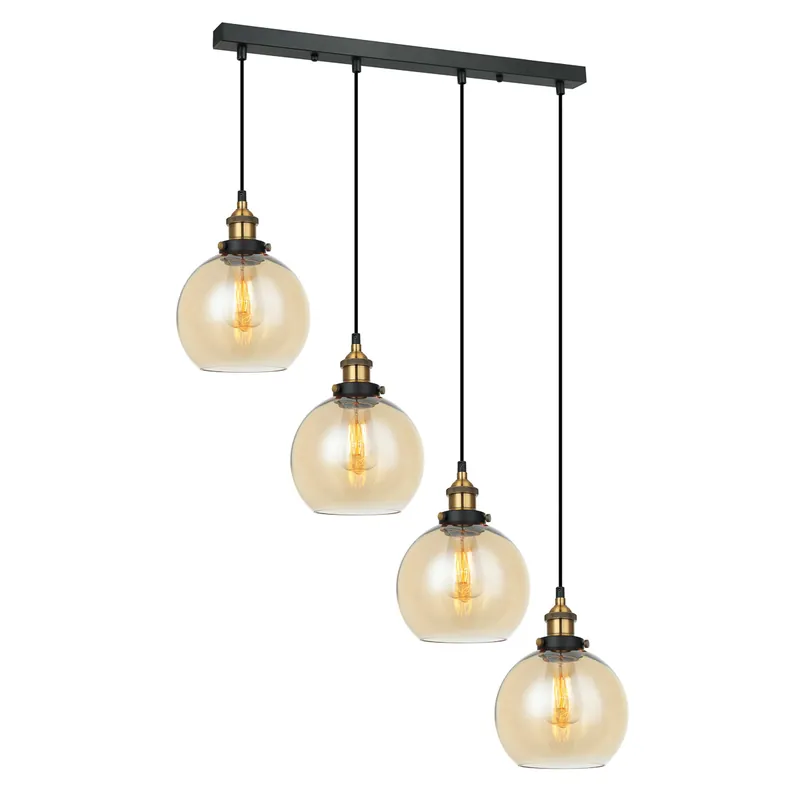Lampa wisząca Cardena MDM-4330/4 GD+AMB oprawa w kolorze czarnym z elementami złota ITALUX Darmowa dostawa