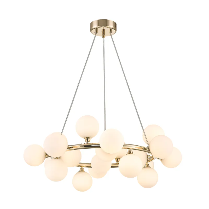 Cena promocyjna Lampa wisząca BOBO P0462-20C-F7AA oprawa w kolorze złotym z białymi kloszami ZUMA LINE
