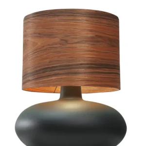 Lampa stołowa SAWA WOOD 41138118 oprawa w kolorze grafitowym z drewnianym abażurem KASPA Tani