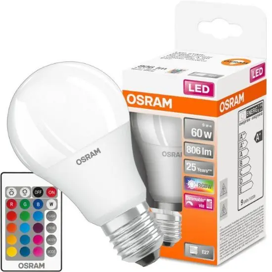 Żarówka LED OSRAM A60 E27 9,7W RGB+PILOT Bezpieczne zakupy