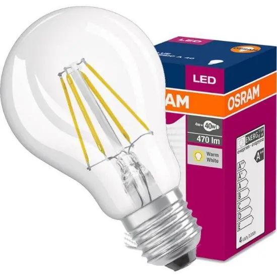 Obniżka ceny Żarówka OSRAM LED Fila Value CL A60 E27 4W 40W 470LM 827